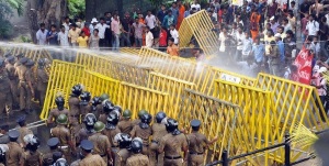 university students who were engaged in a protest march